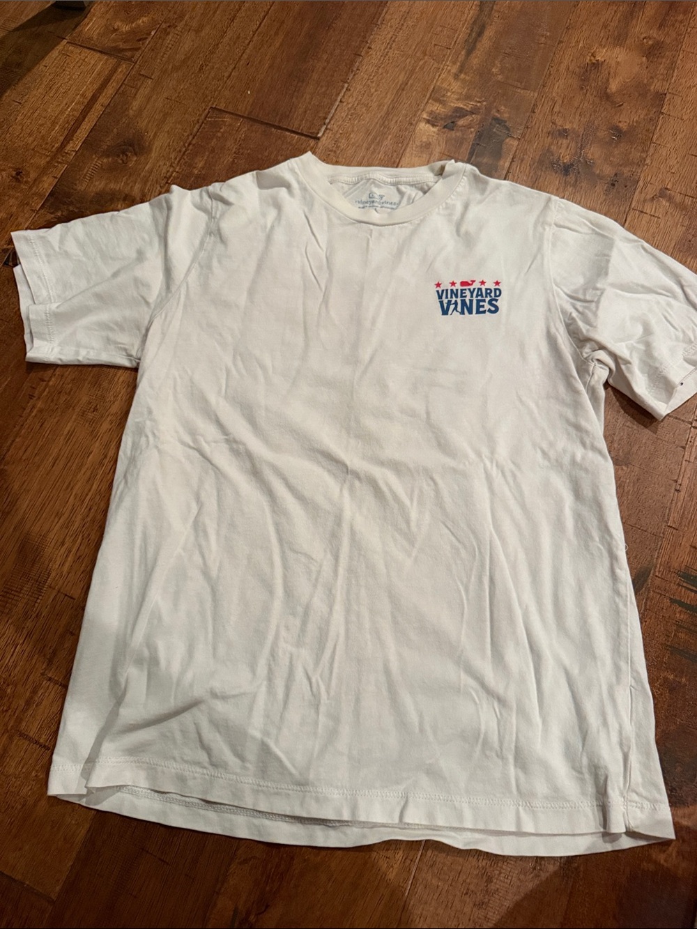 Vineyard Vines White Short Sleeve Tee with Red & Blue Chest Logo